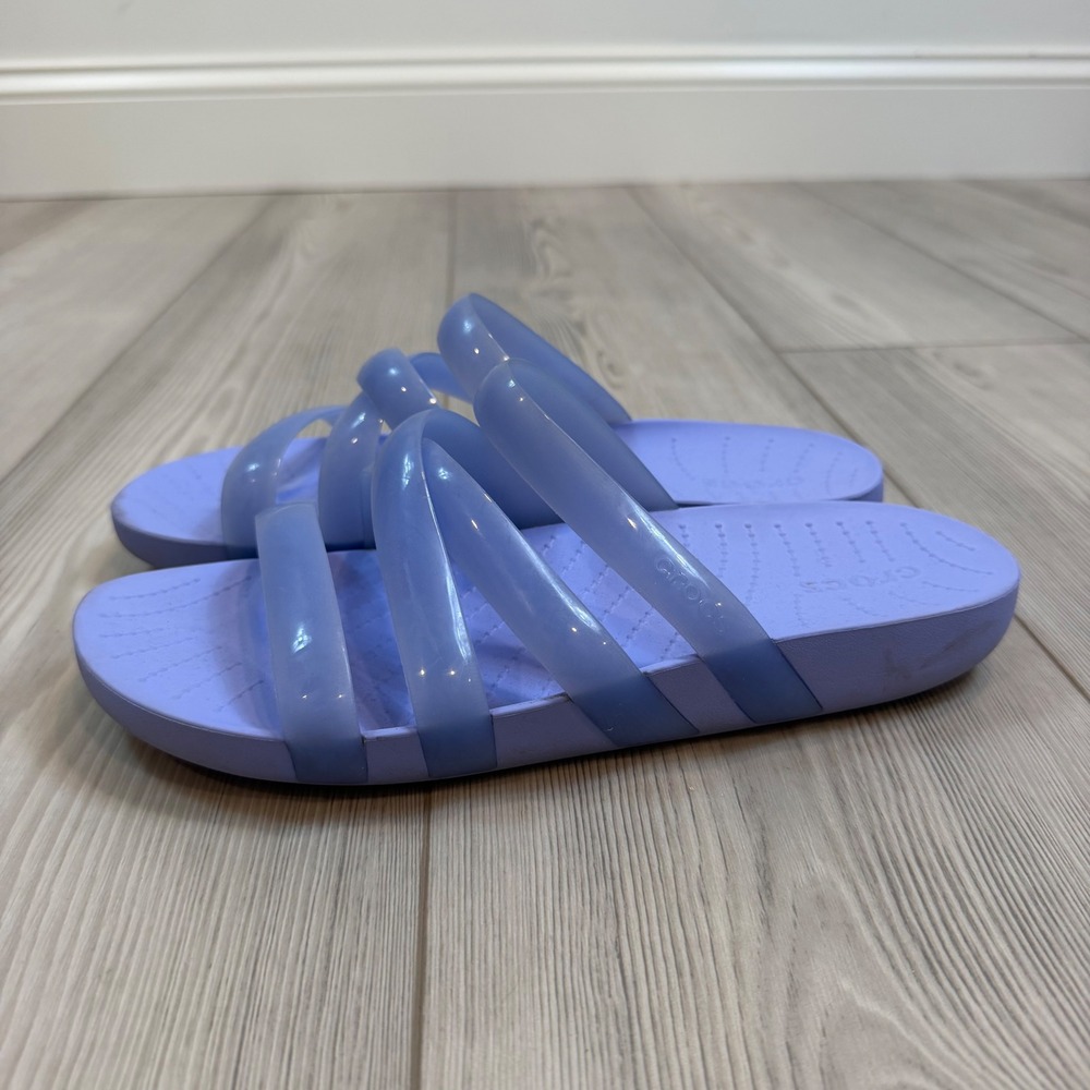 Crocs Isabella Strappy Slide Sandals Periwinkle Purple Jelly Multi-Strap W10